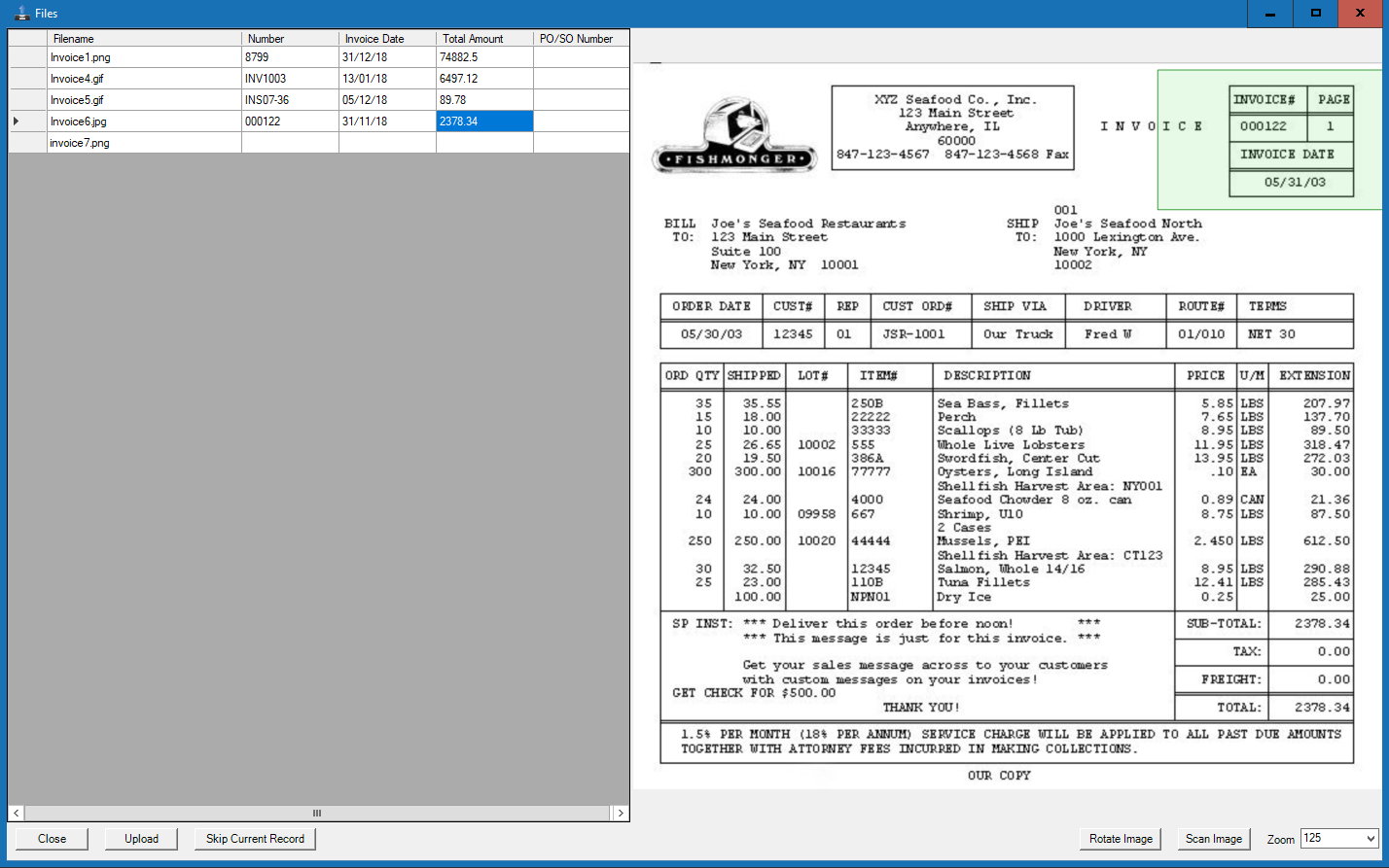 Scanned Invoices